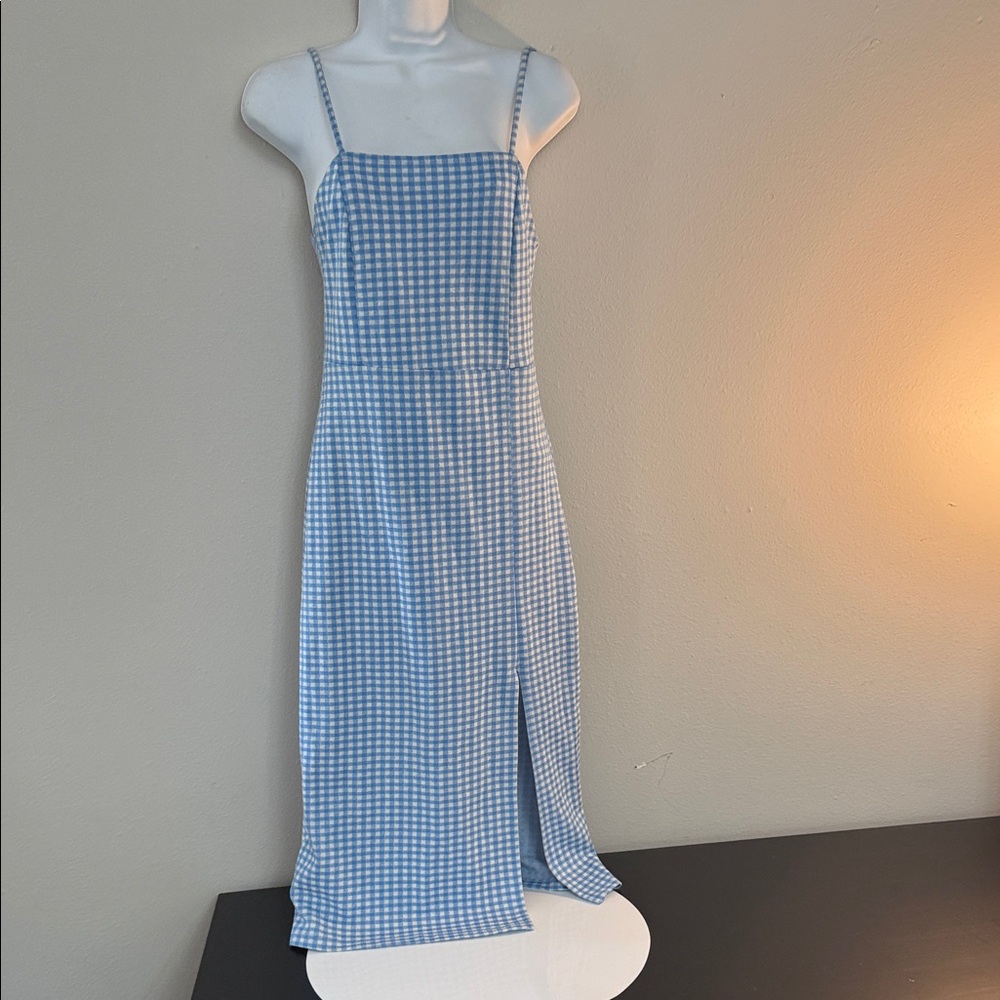 Zara Blue Gingham Maxi Dress